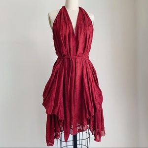 Red silk dress
